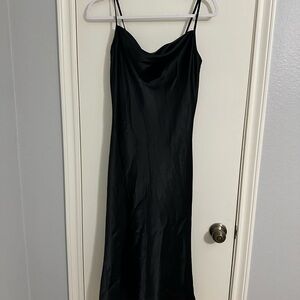 Black Satin Slip Dress